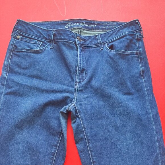 Eddie Bauer jeans slim straight slightly curvy regular blue women's size 10 - Picture 2 of 11